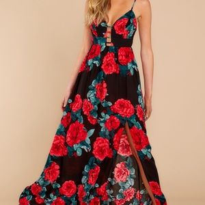 Beautiful black and rose print maxi dress